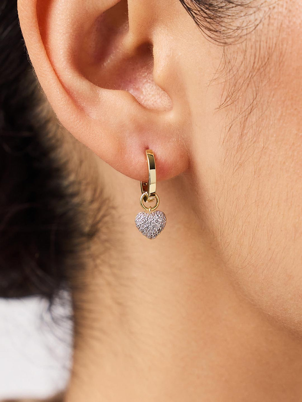 Earring Charms - Pave Heart Charm Huggies
