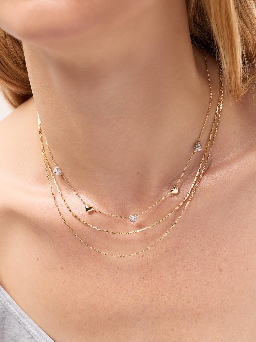 Heart Necklace - Lev Mini Pave Station Necklace