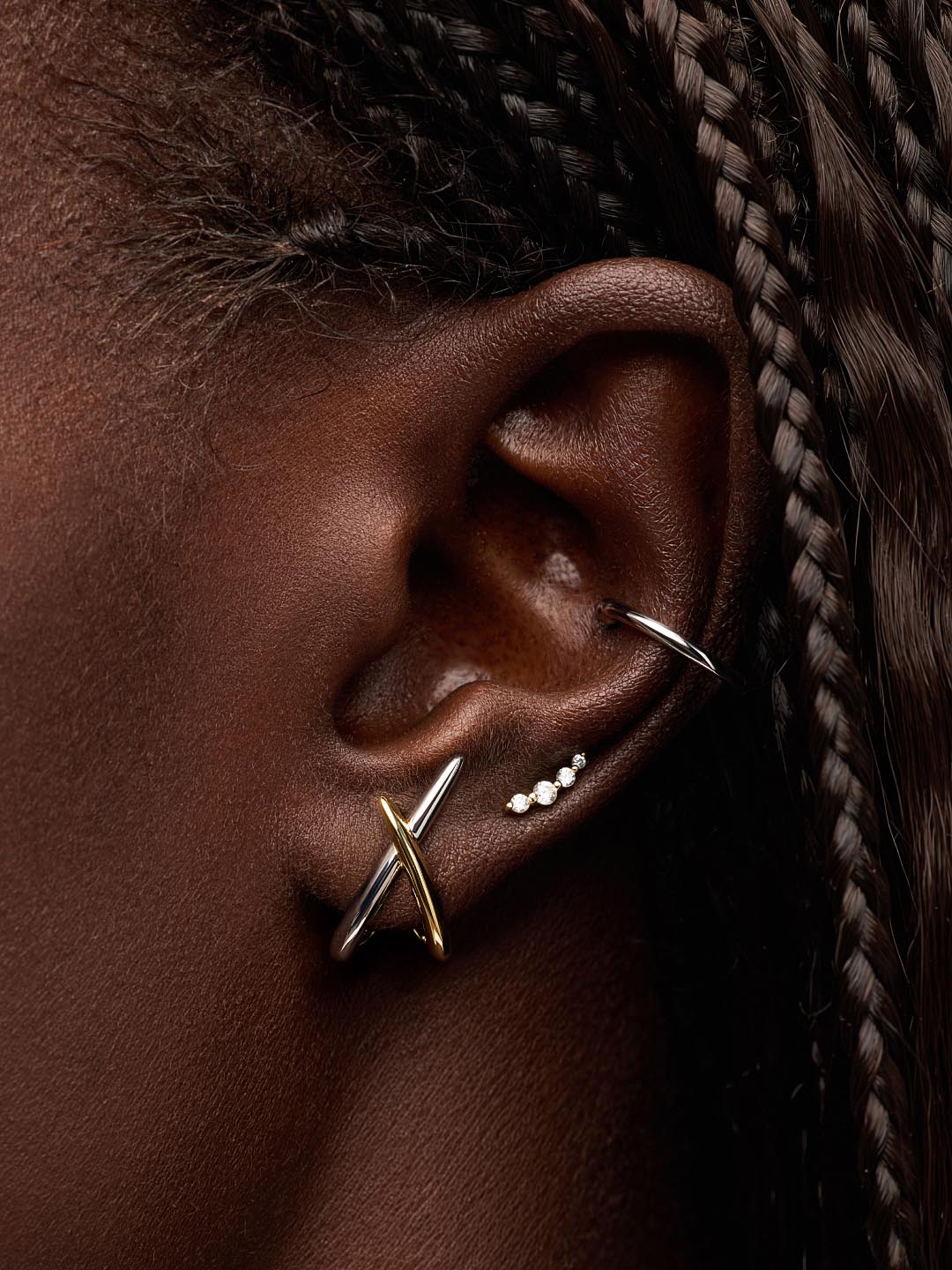 Gold Stud Earrings - Sloane Two Tone