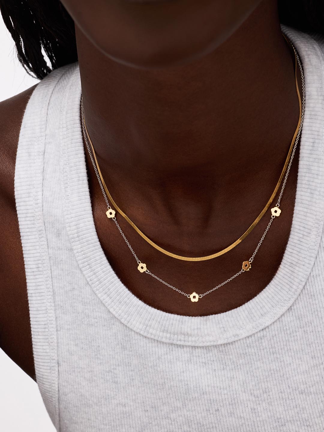Flower Necklace - Rowena Necklace Two Tone