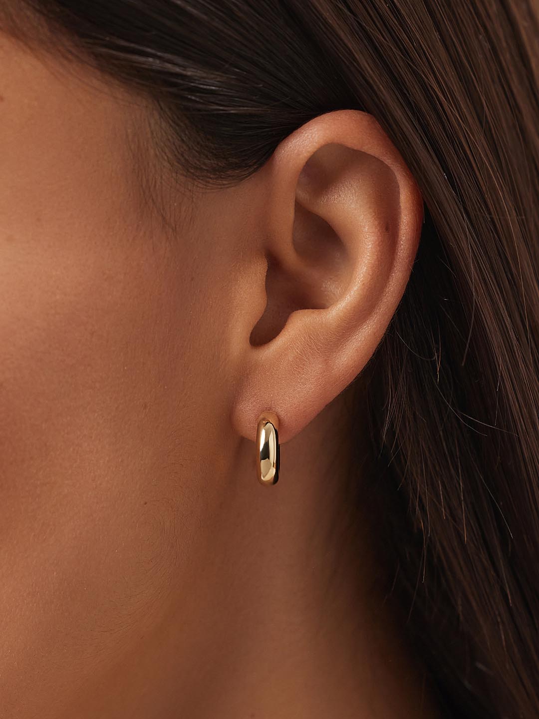 Chunky Gold Hoop Earrings - Gold Bold C-Hoops Mini