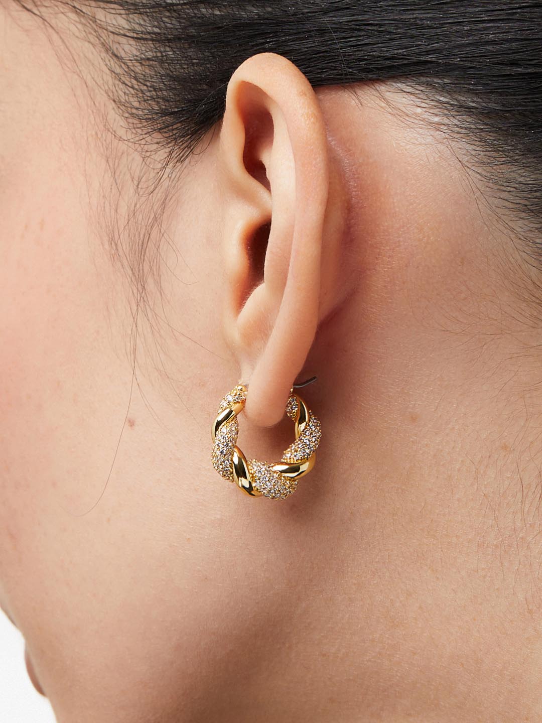Twisted Hoop Earrings - Paris Pave