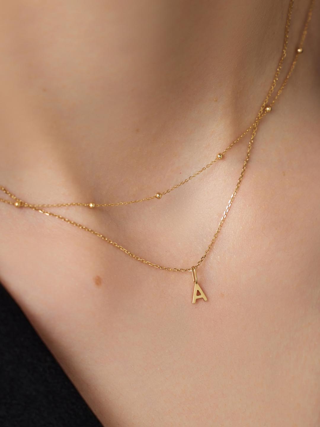 Gold Letter Necklace - Gold Layered Letter Necklace