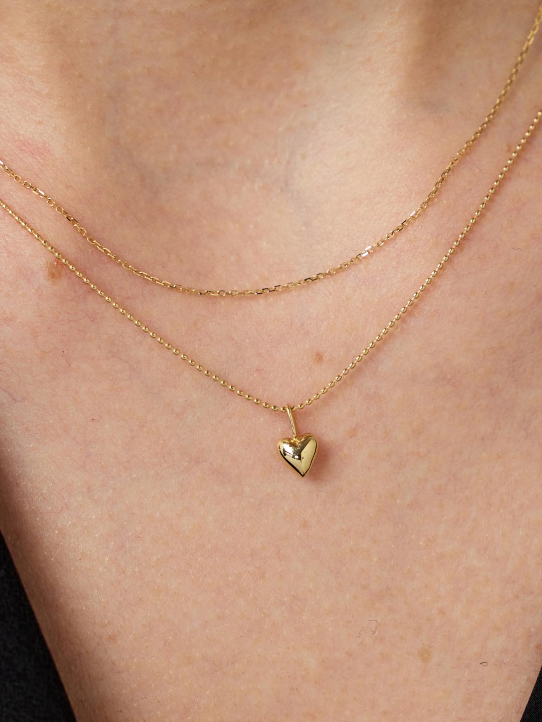 Heart Necklace - Gold Beaded Heart Set