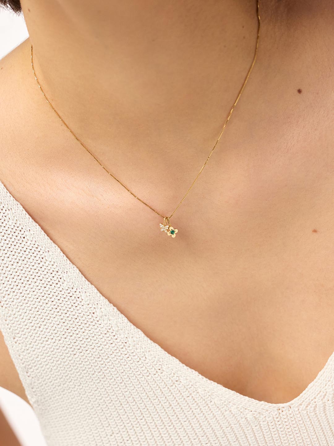 Gold Pendant - Gold Mini Flower Charm