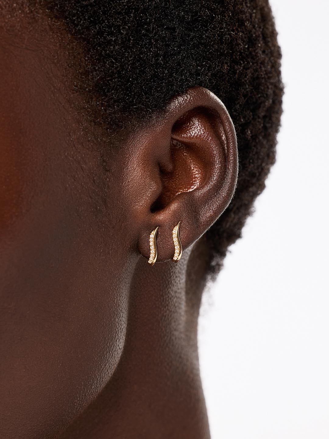 Solid Yellow Gold - Diamond Flame Studs