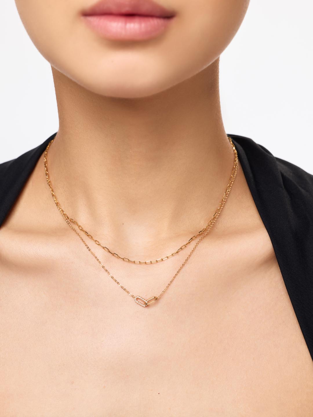 Solid Yellow Gold - Diamond Link Necklace