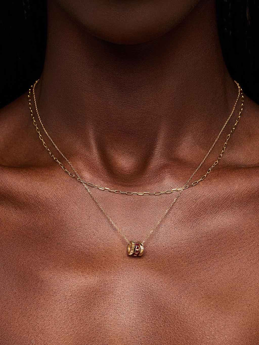 Solid Yellow Gold - Ruby Zeno Charm Necklace