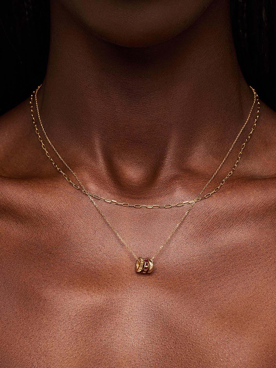 Solid Yellow Gold - Ruby Zeno Charm Necklace