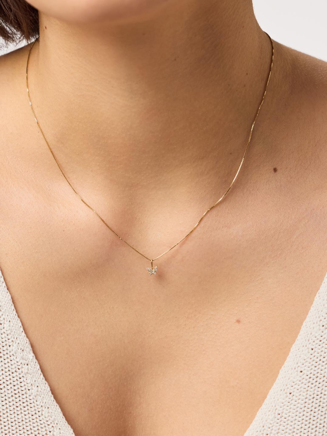 Gold Pendant Necklace - Butterfly Charm Necklace