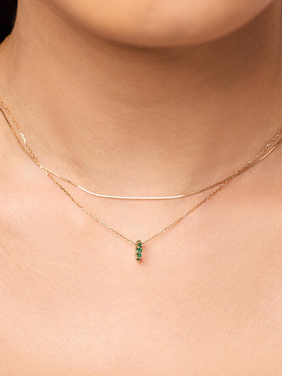 Solid Yellow Gold - Emerald Zeno Charm
