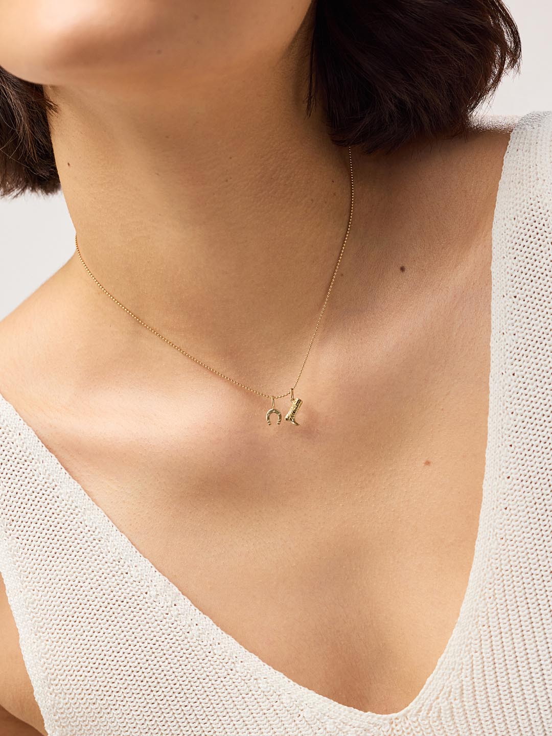 Gold Pendant - Gold Mini Horseshoe Charm