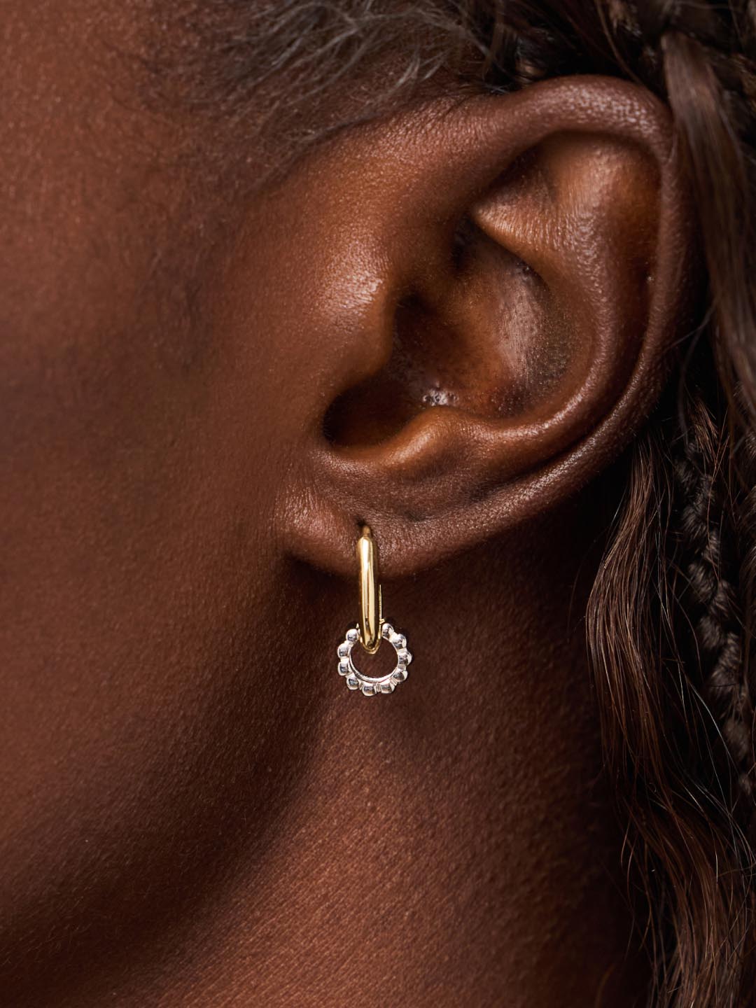 Solid Yellow Gold - White Gold Galaxy Hoop Set