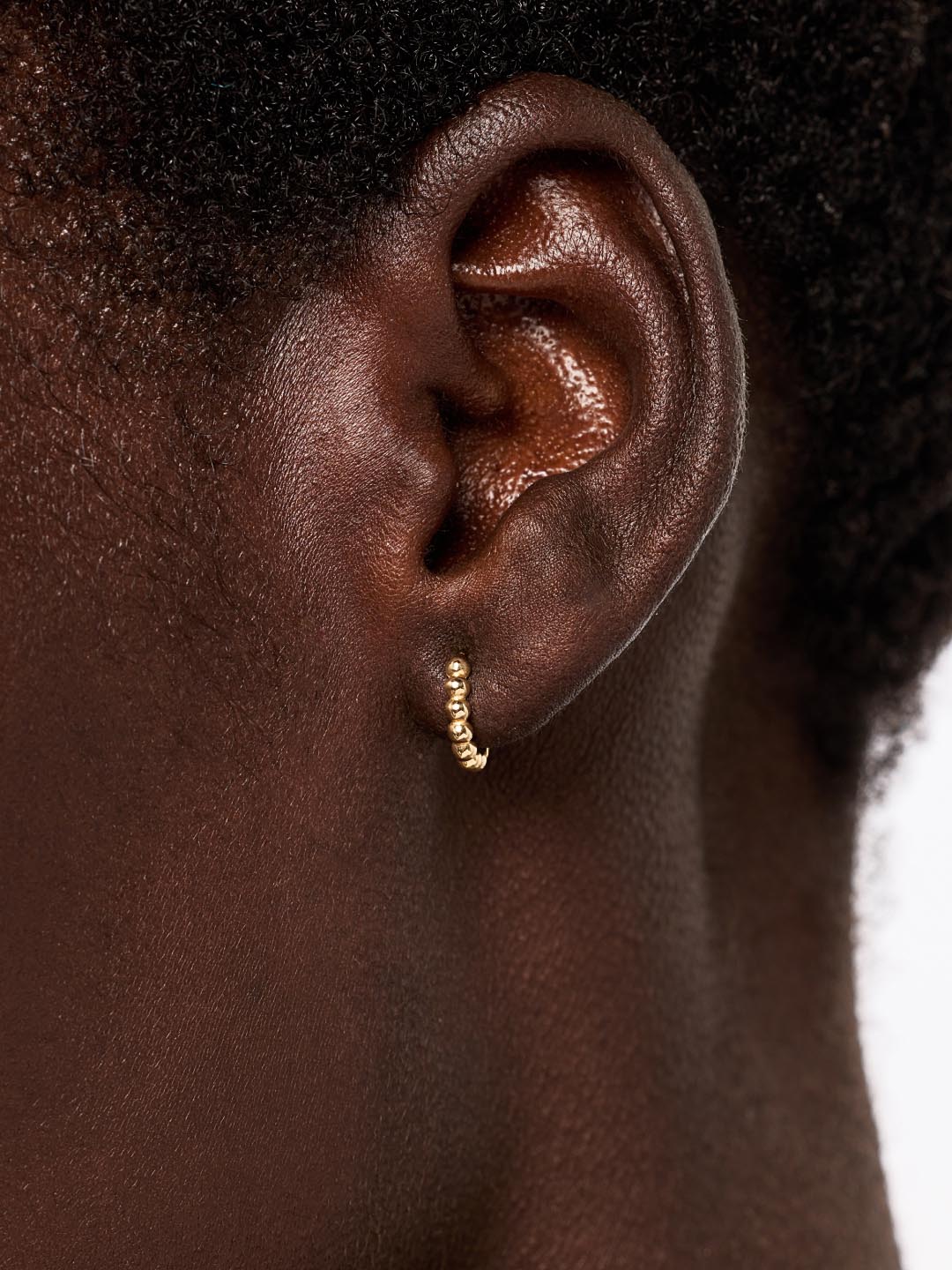 Small Gold Hoop Earrings - Gold Bead Huggie Hoops
