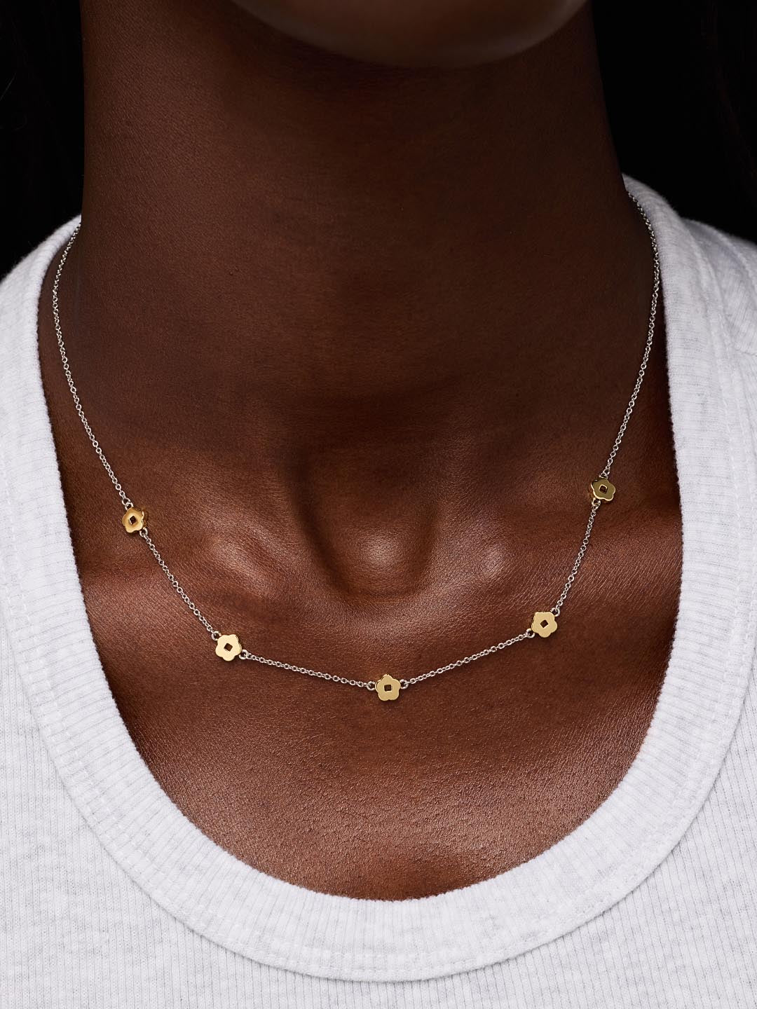 Flower Necklace - Rowena Necklace Two Tone