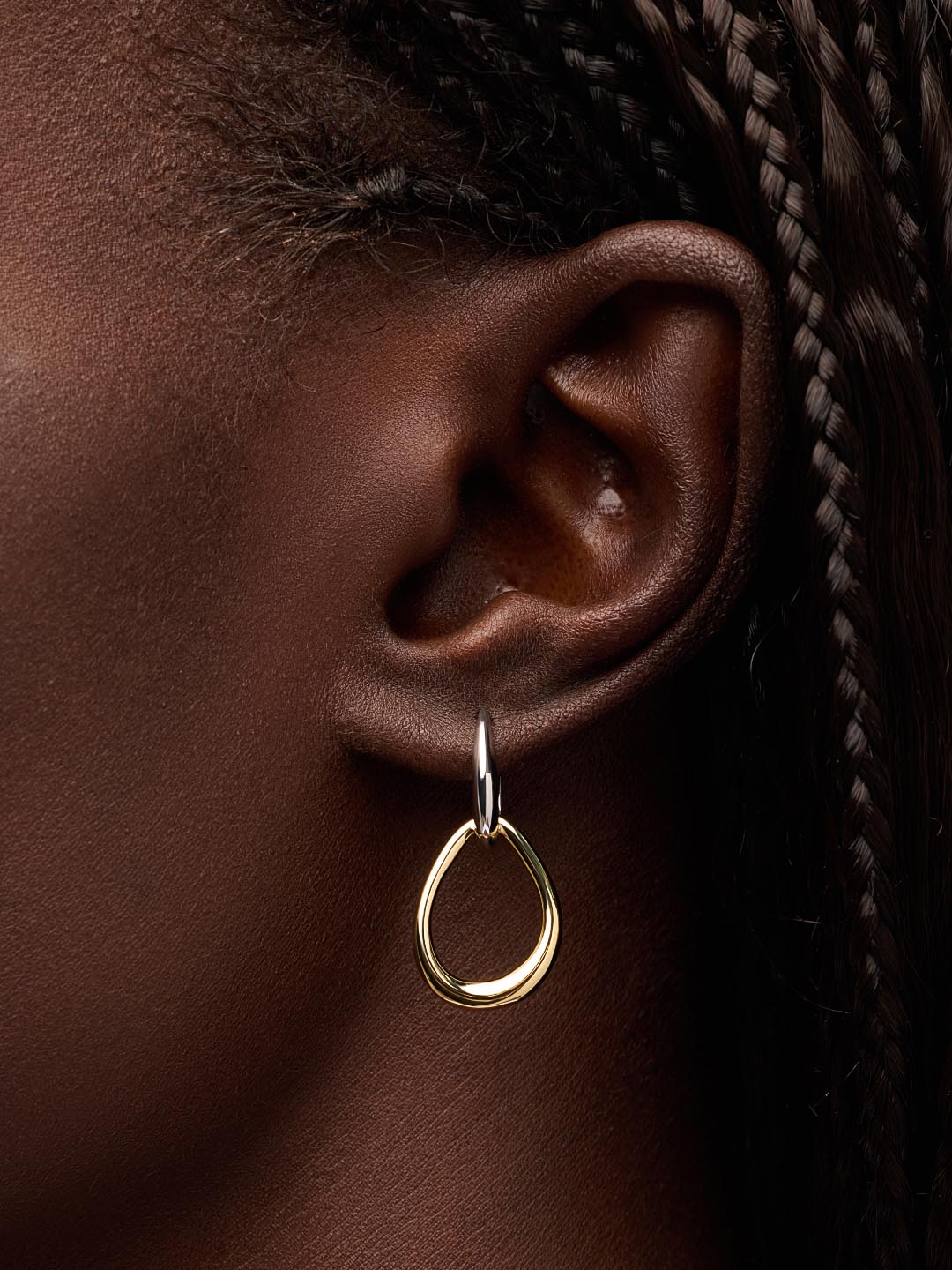 Gold Drop Earrings - Sage Two Tone