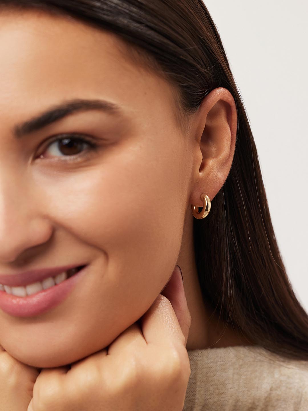 Chunky Gold Hoop Earrings - Gold Bold C-Hoops Mini