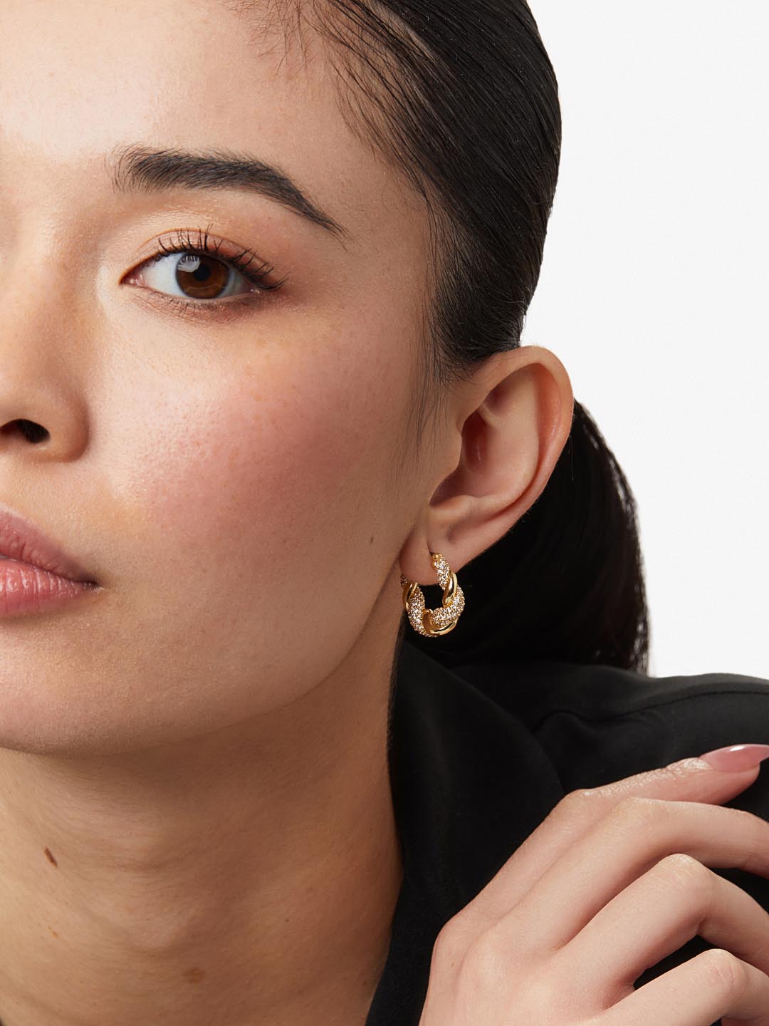 Twisted Hoop Earrings - Paris Pave