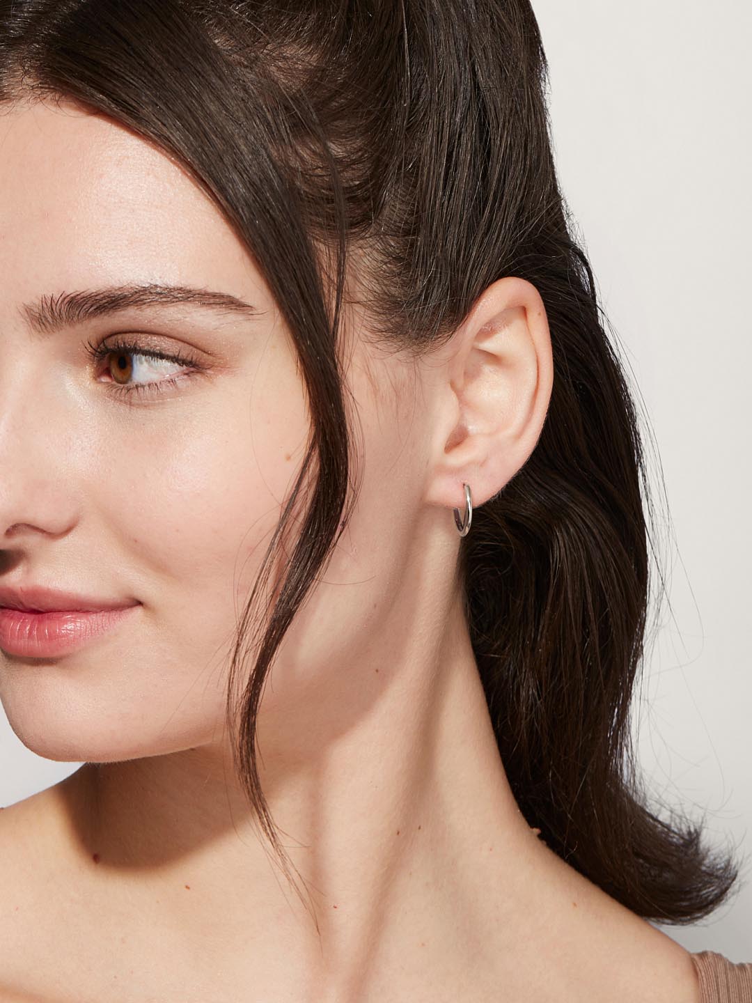 Small Slim Endless Hoops - Lo Small Silver