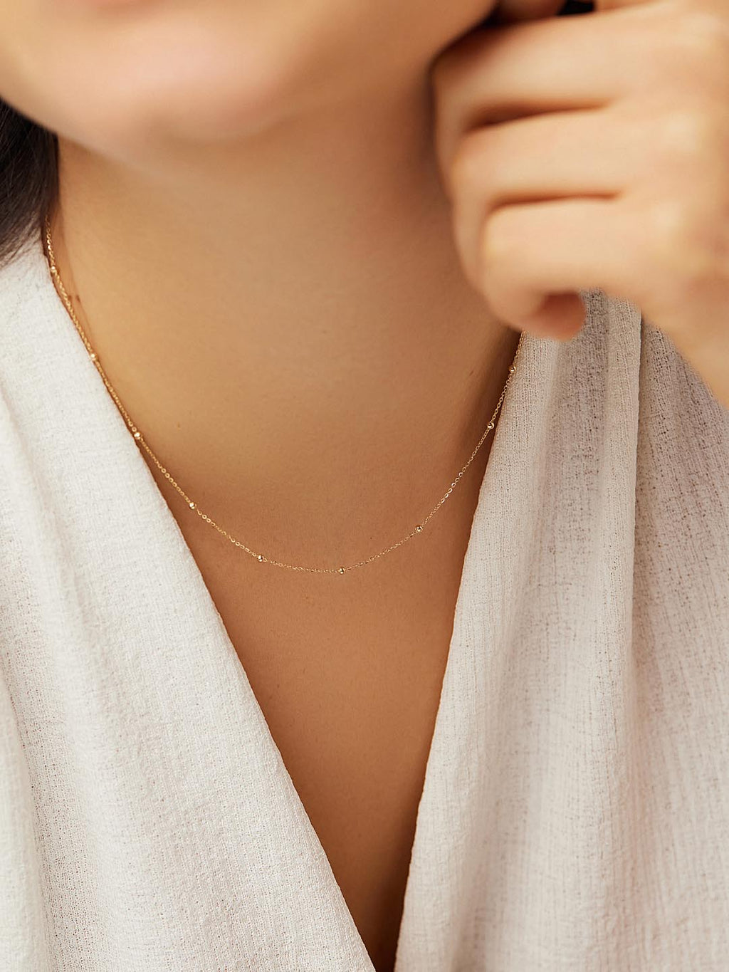 Dainty Gold Necklace - Gold Satellite Necklace