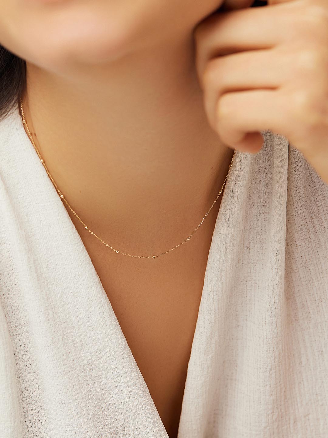 Dainty Gold Necklace - Gold Satellite Necklace