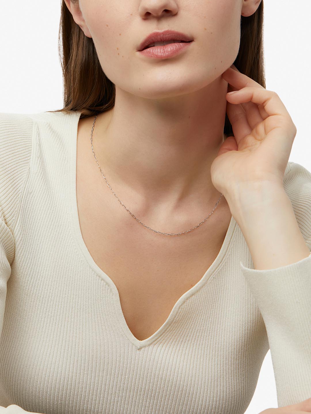 White Gold Chain - White Gold Paperclip Necklace