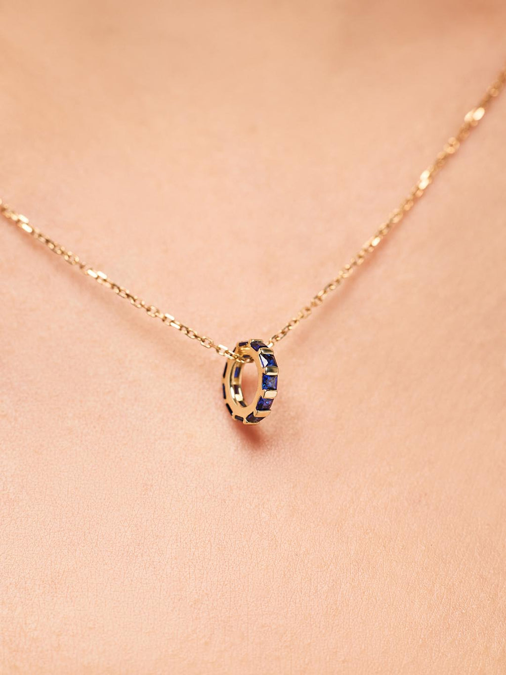 Solid Yellow Gold - Blue Sapphire Zeno Charm