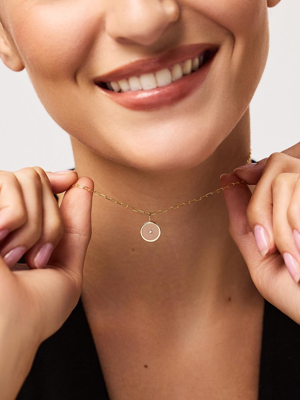 Gold Pendant Necklace - Gold Floating Diamond Large Necklace