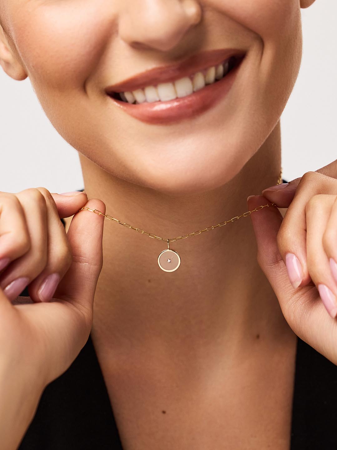 Gold Pendant Necklace - Gold Floating Diamond Large Necklace