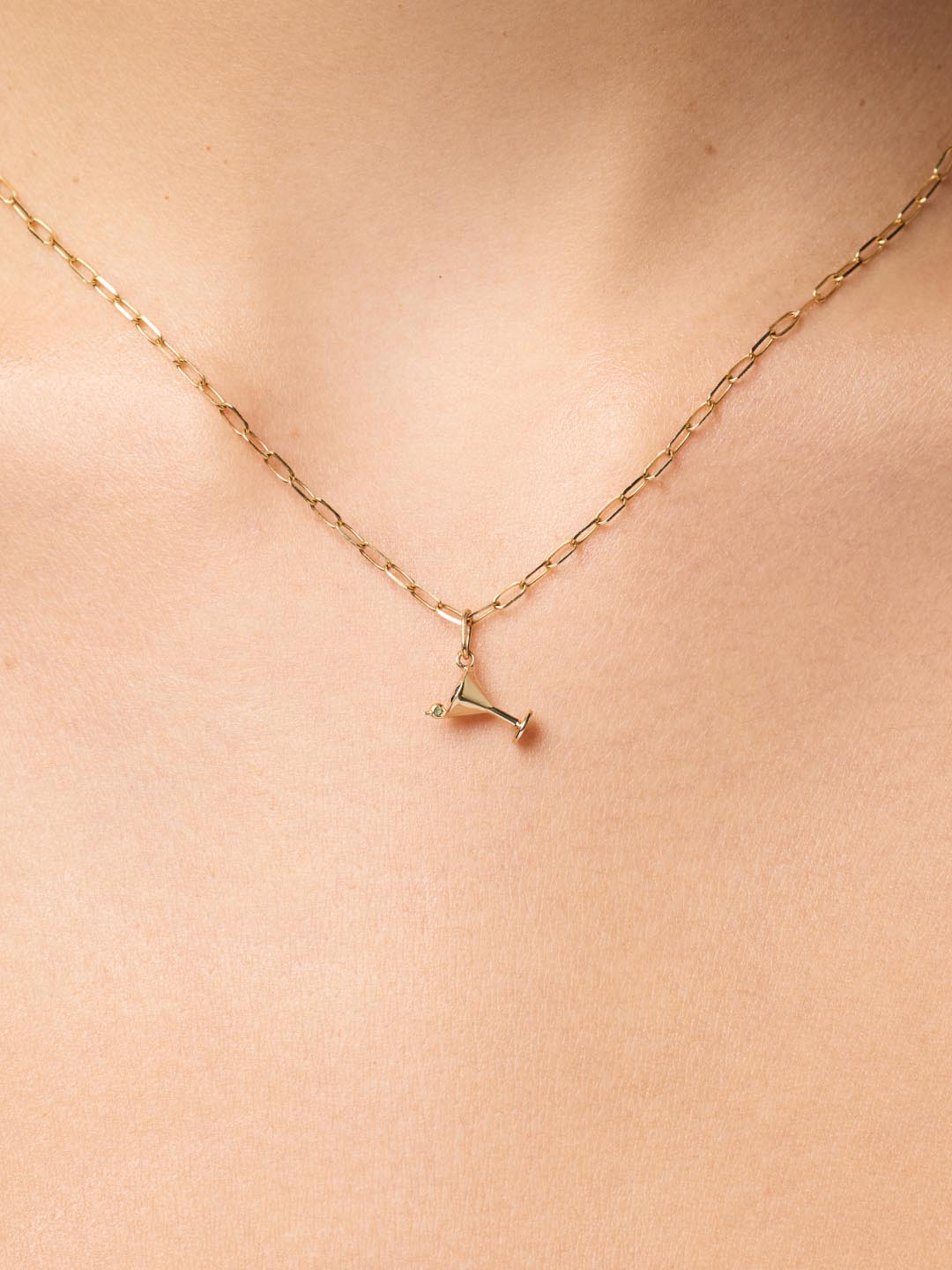 Solid Yellow Gold - Emerald Martini Charm