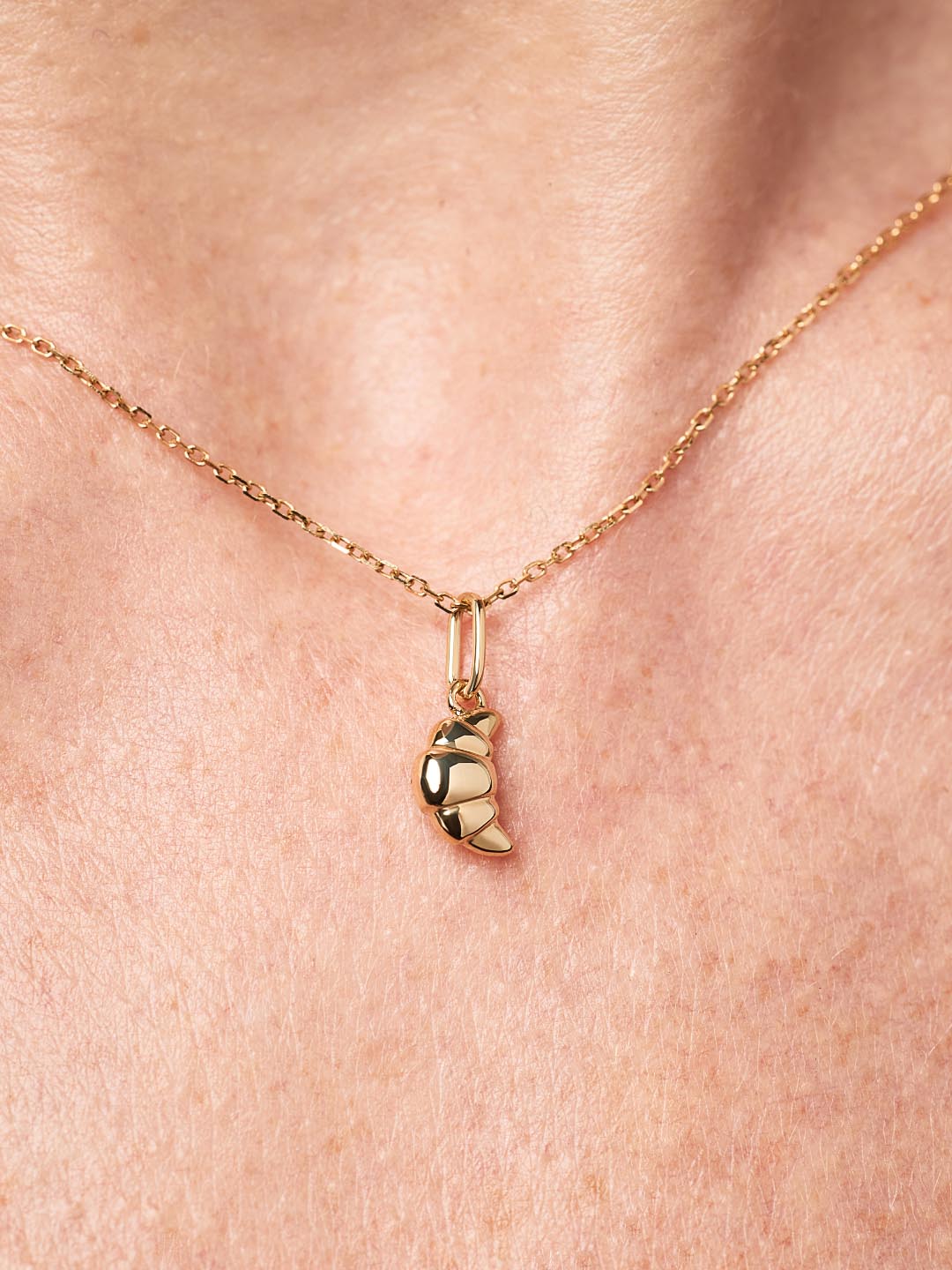Solid Yellow Gold - Mini Croissant Charm