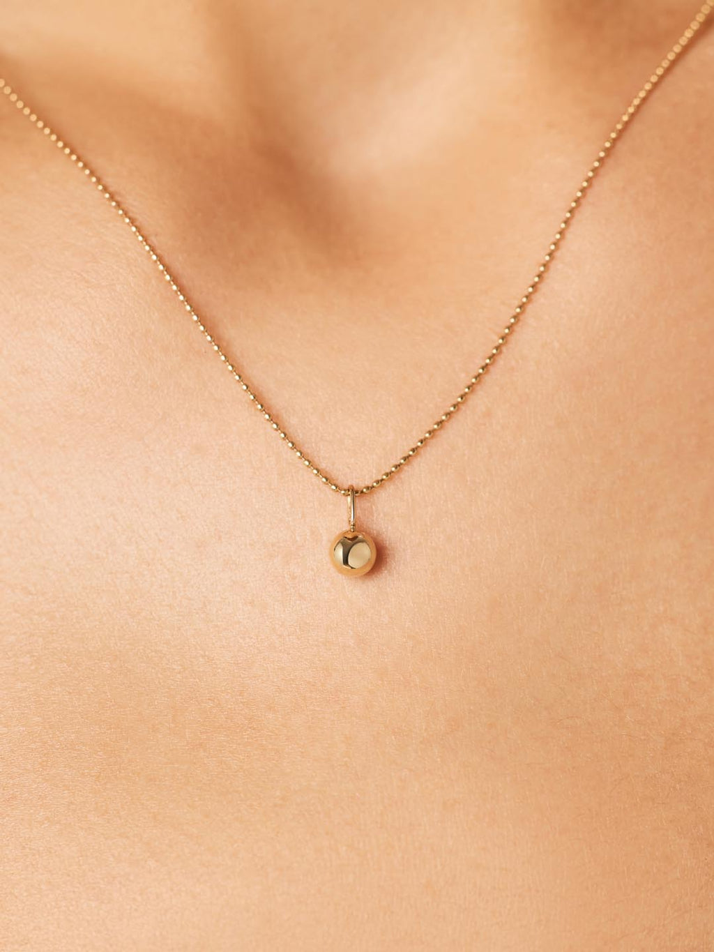 Gold Pendant Necklace - Sphere Charm Necklace