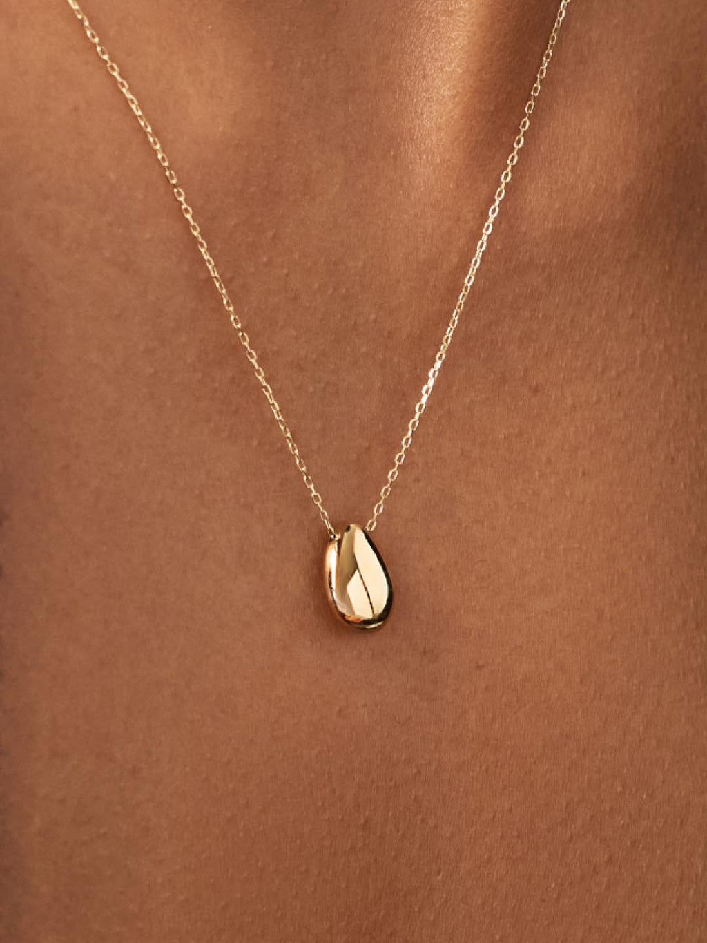 Gold Pendant Necklace - Gold Teardrop Necklace