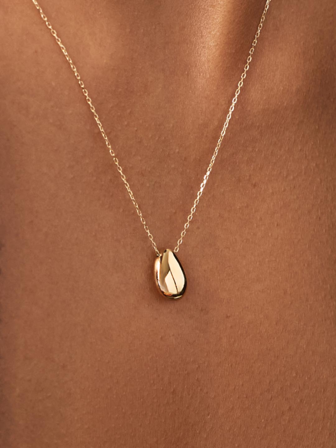 Gold Pendant Necklace - Gold Teardrop Necklace