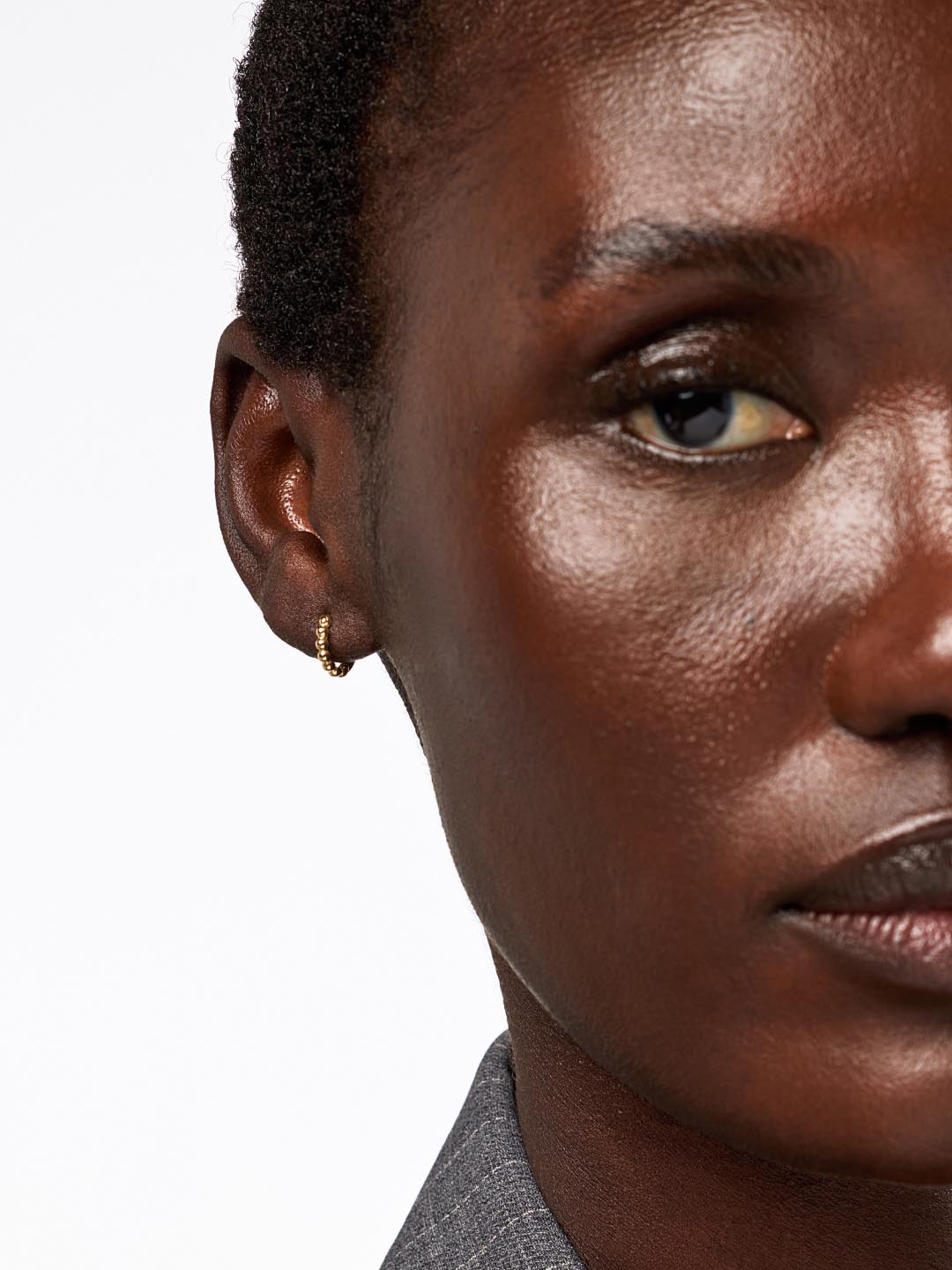 Small Gold Hoop Earrings - Gold Bead Huggie Hoops