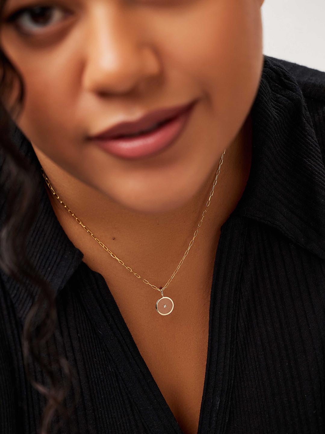 Gold Pendant - Floating Diamond Charm Large