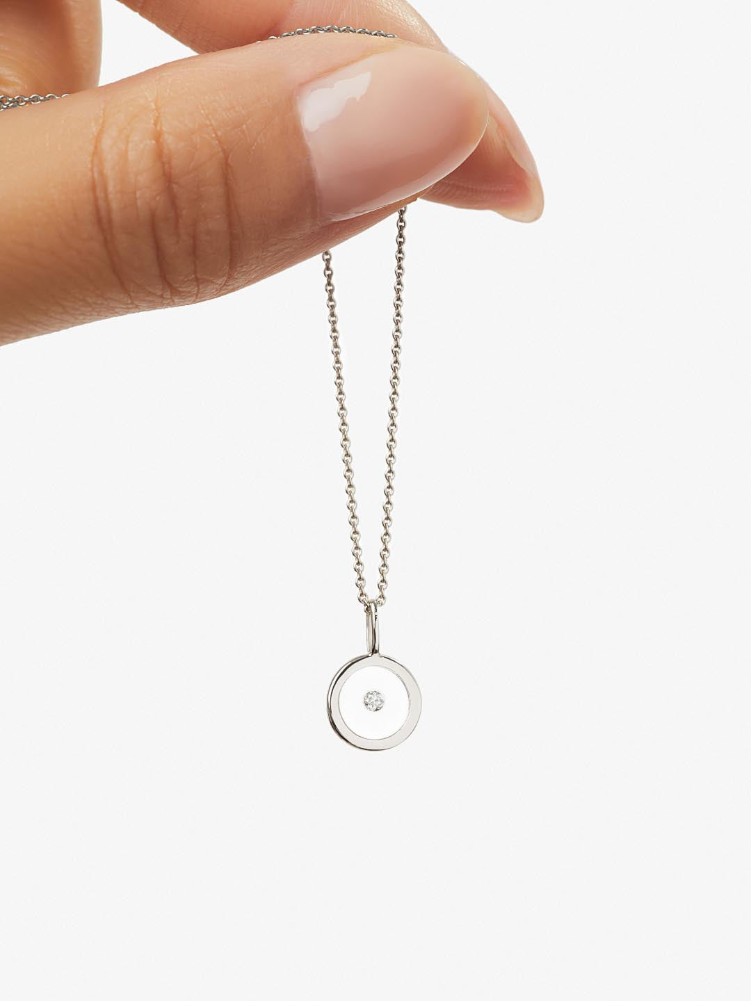 White Gold Pendant - White Gold Floating Diamond Charm