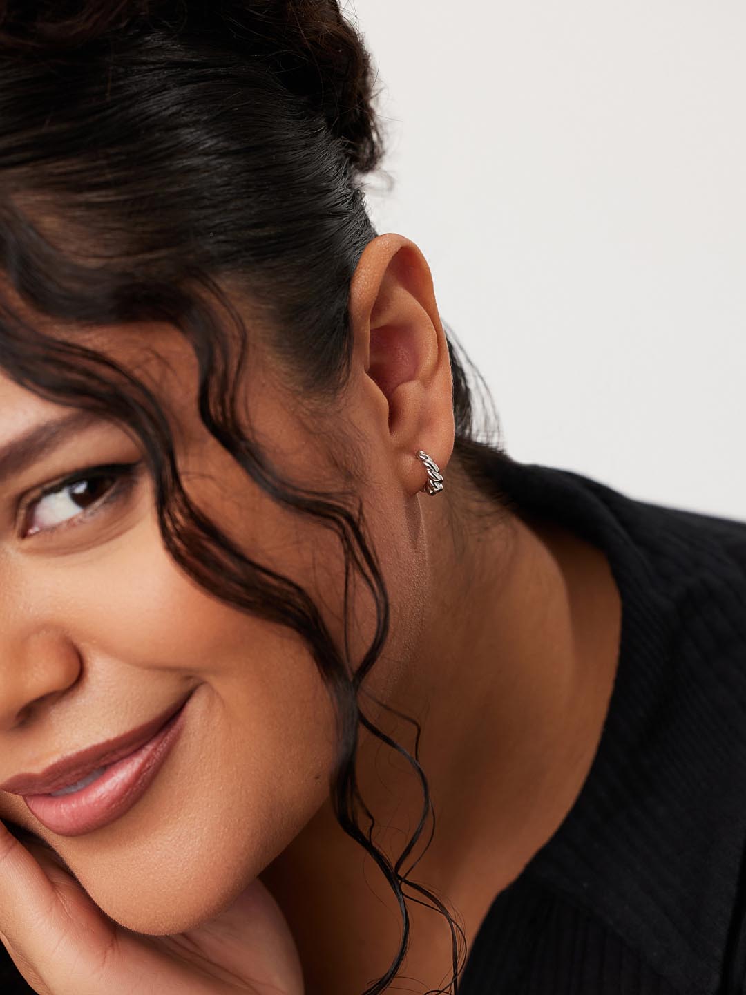 Twisted Hoop Earrings - Paris Mini Silver
