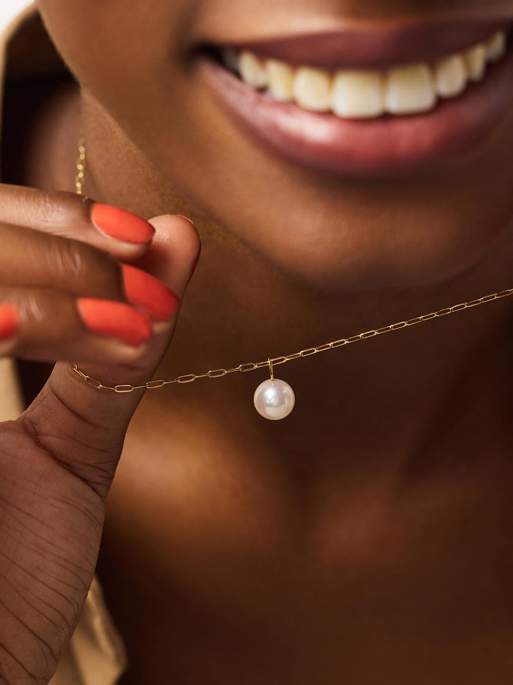 Gold Pendant - Gold Round Pearl Charm