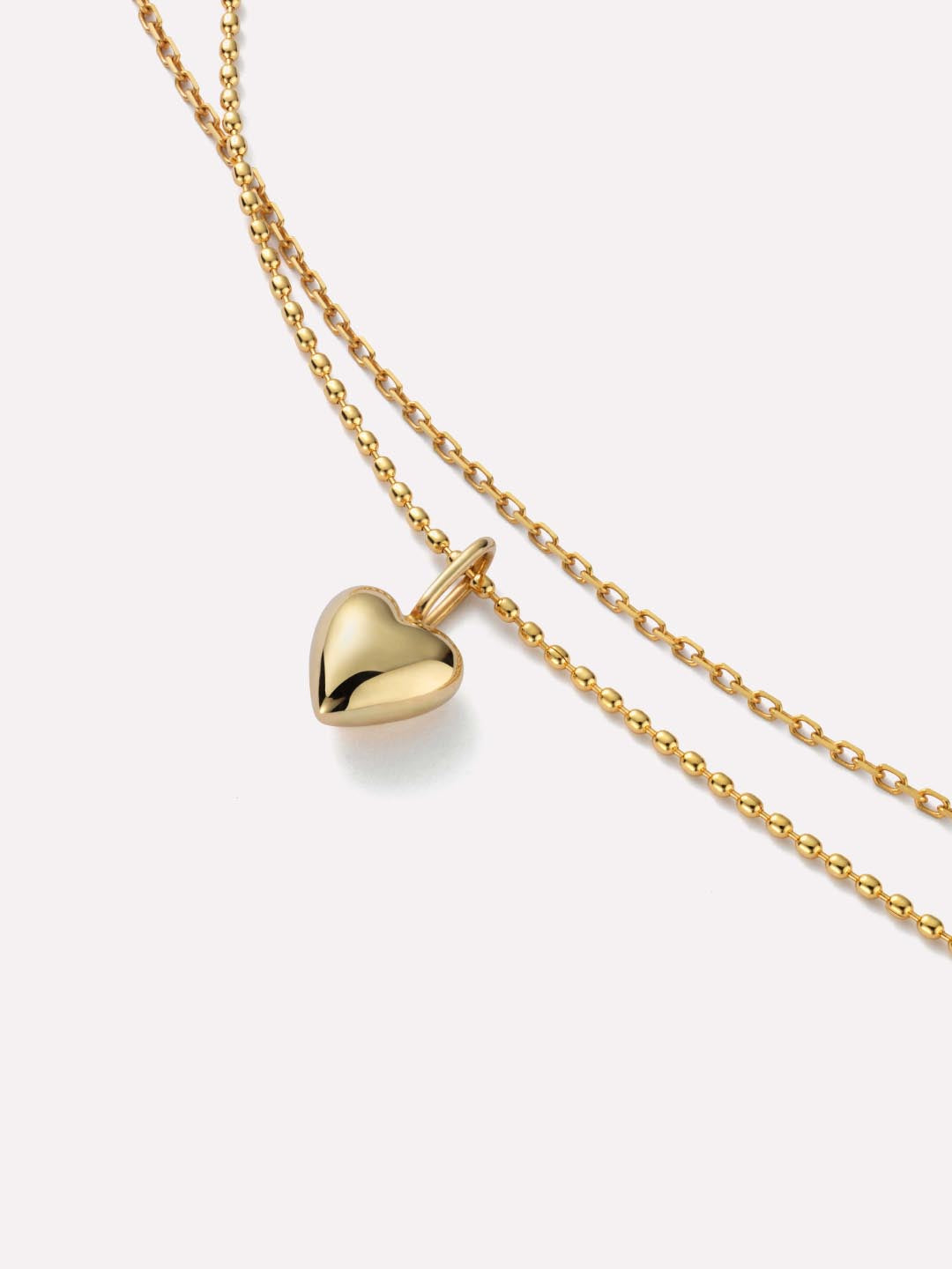 Heart Necklace - Gold Beaded Heart Set