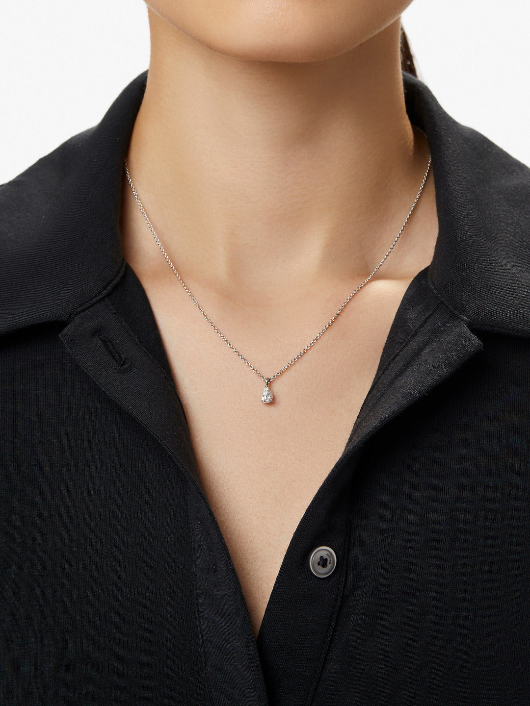 Silver Delicate Solitaire Pendant - Elise Pendant Silver