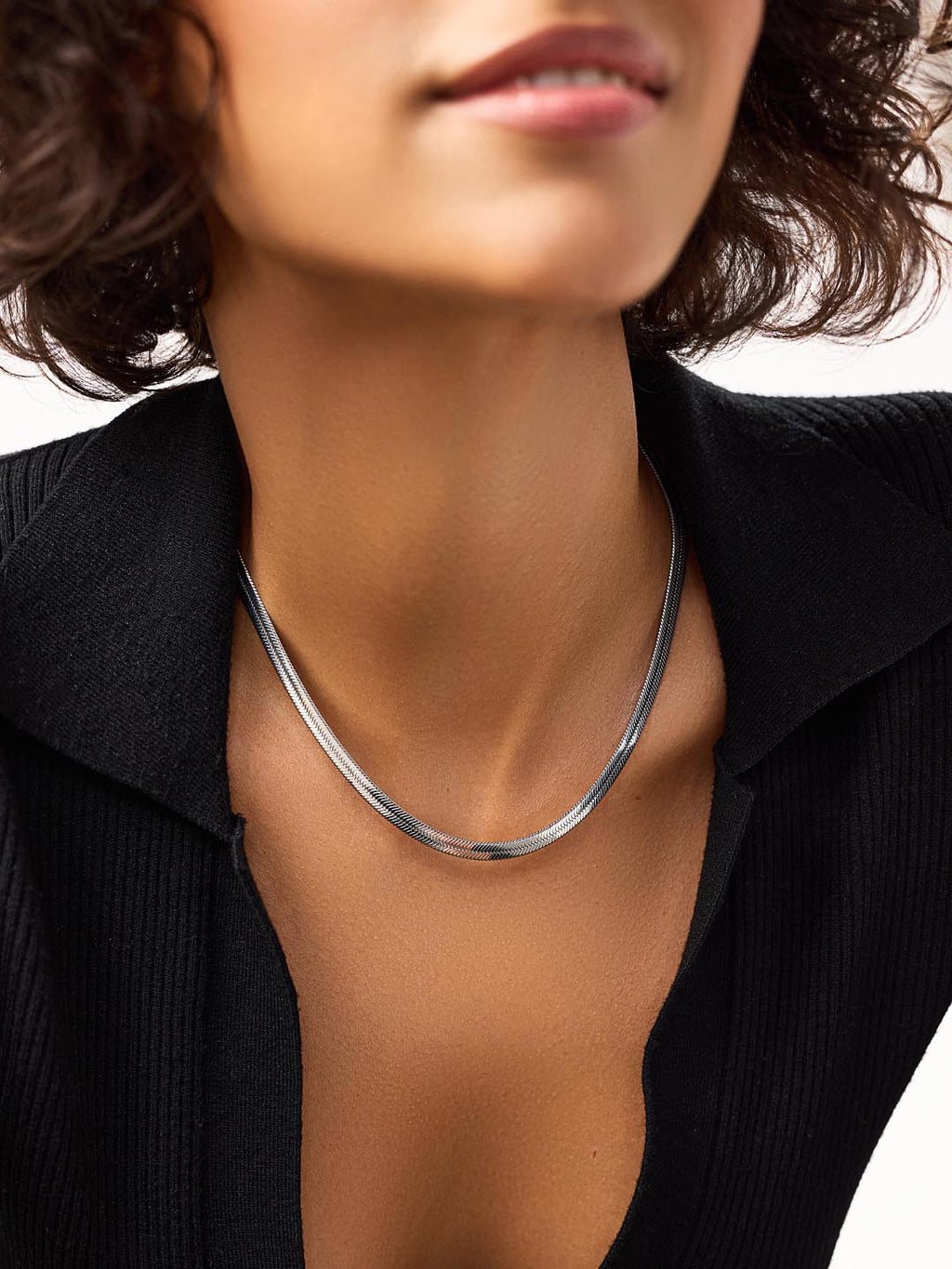 Herringbone Necklace - Ina Silver Bold
