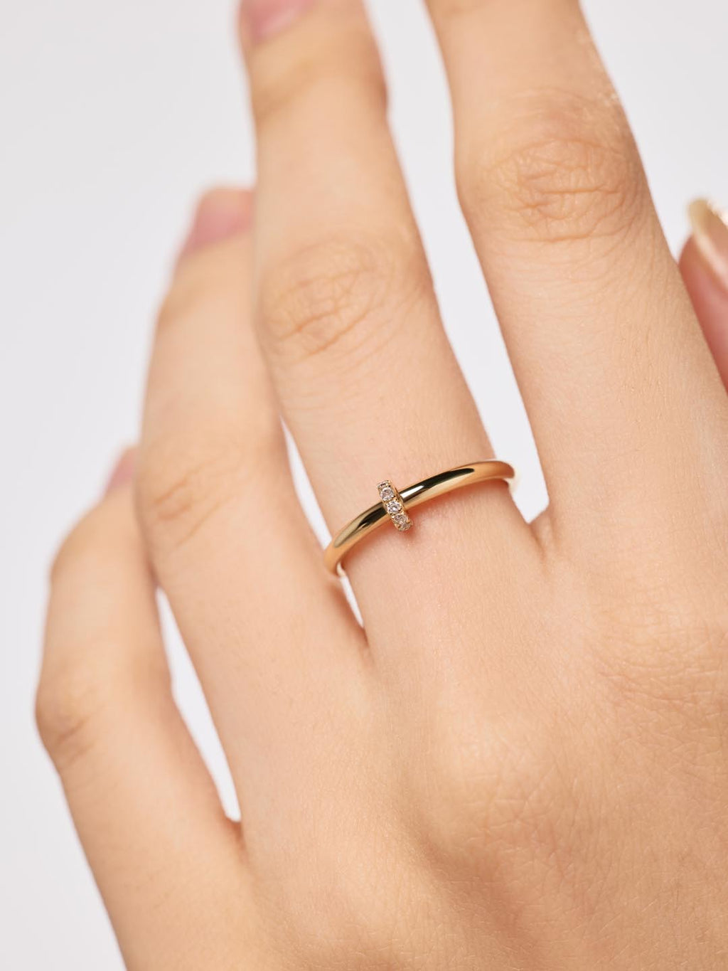 Solid Yellow Gold - Diamond Link Ring