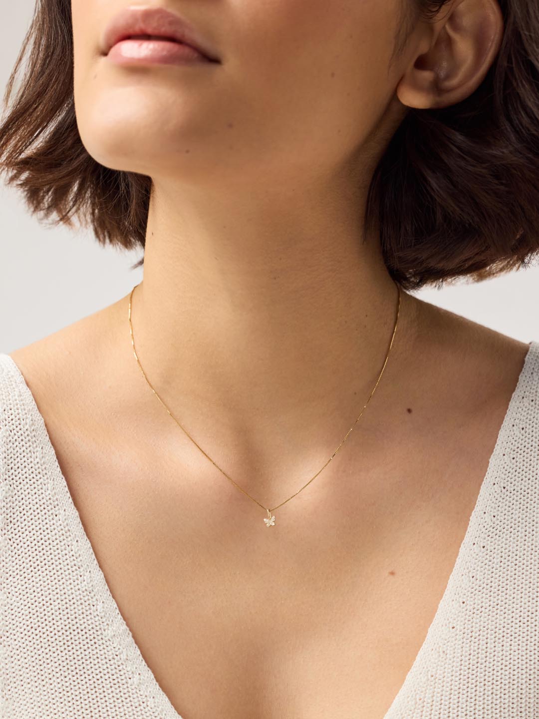 Gold Pendant Necklace - Butterfly Charm Necklace