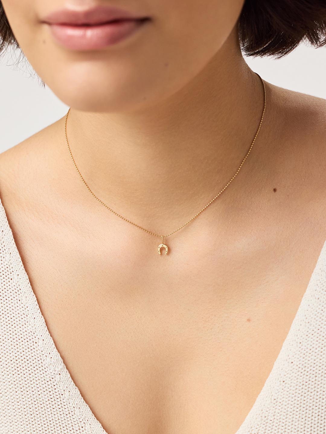 Gold Pendant - Gold Mini Horseshoe Charm