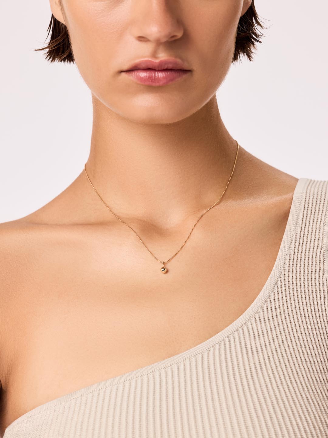 Gold Pendant Necklace - Sphere Charm Necklace