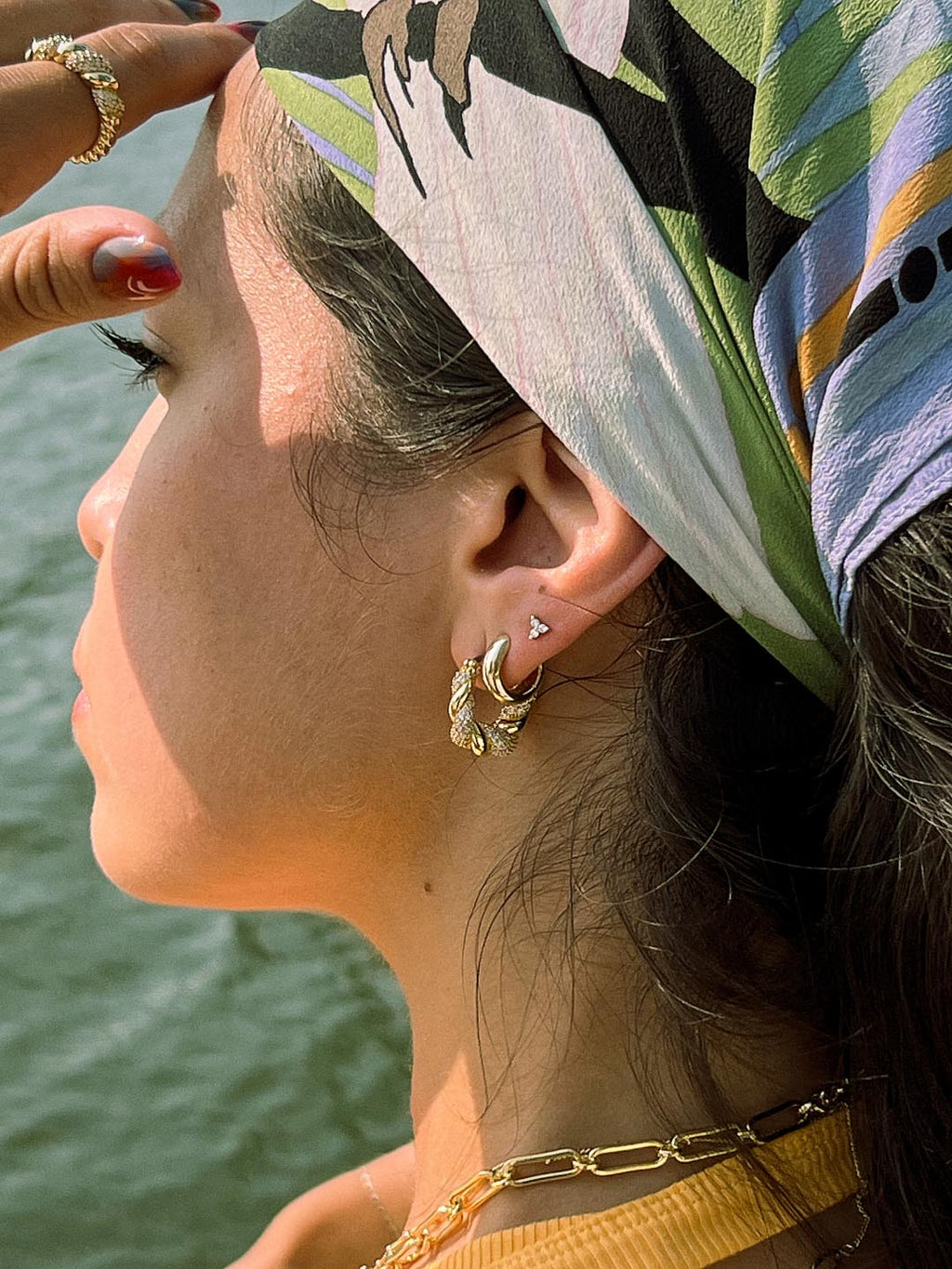 Twisted Hoop Earrings - Paris Pave