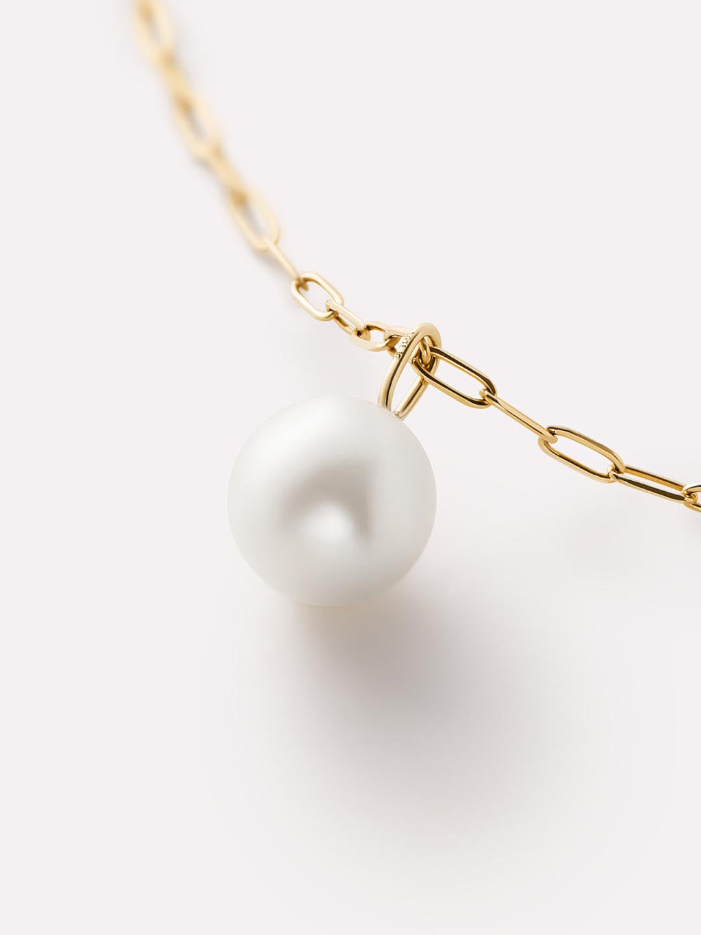 Gold Pendant - Gold Round Pearl Charm