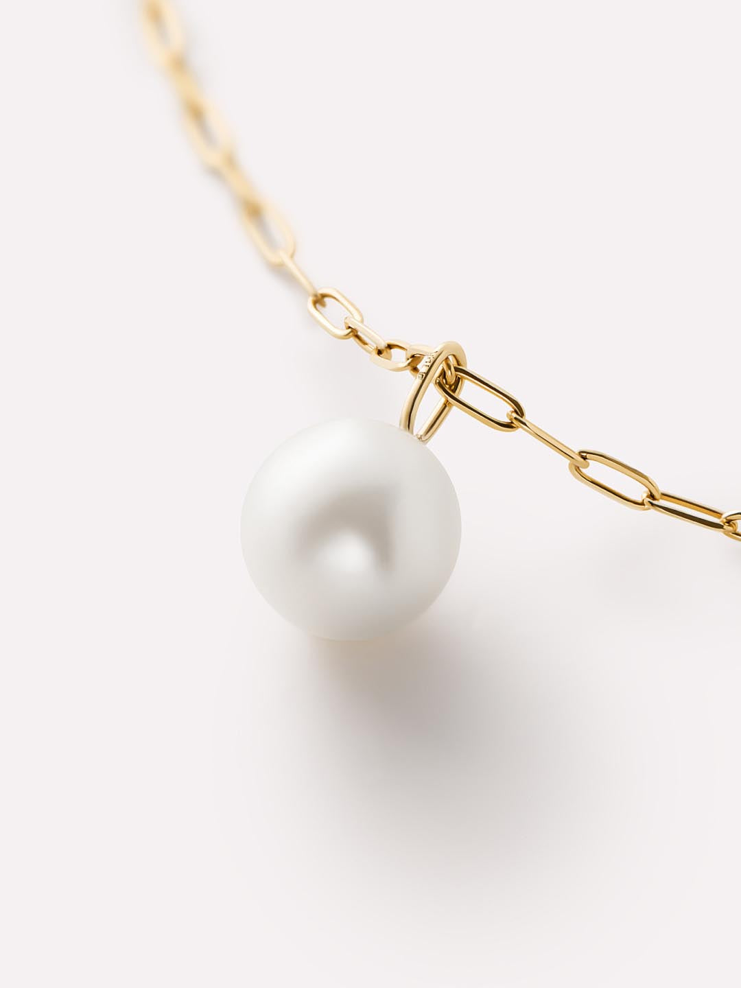 Gold Pendant - Gold Round Pearl Charm