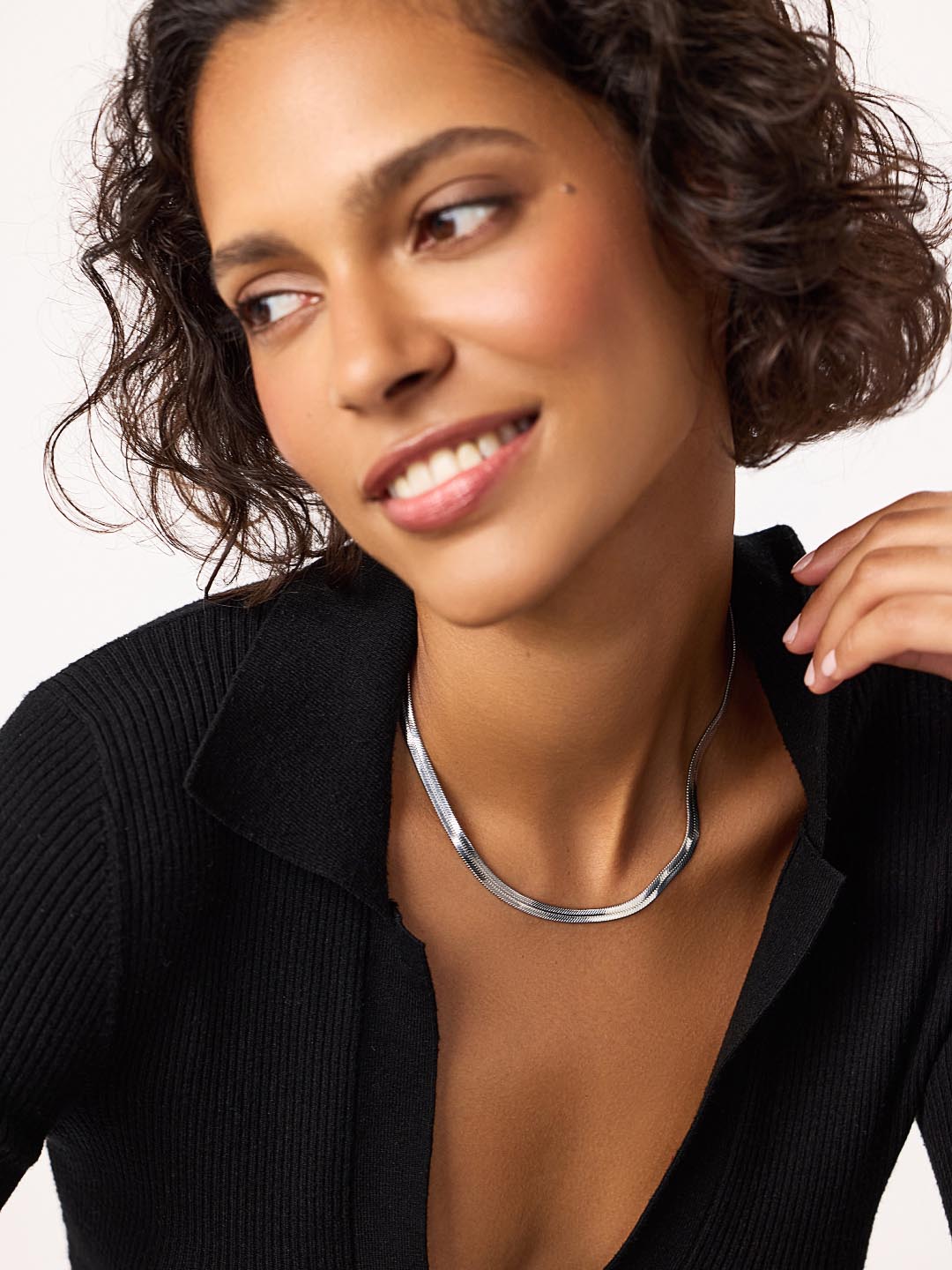Herringbone Necklace - Ina Silver Bold